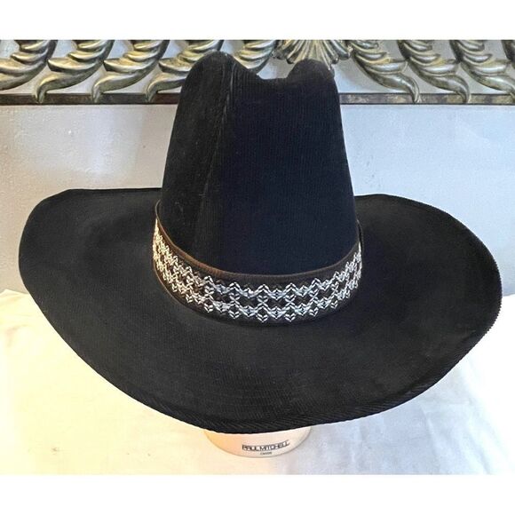 Duke Coll Denim Cowboy Hat The Duke Collection S 6 3/4-6 7/8 Embroidered Band - Picture 4 of 9